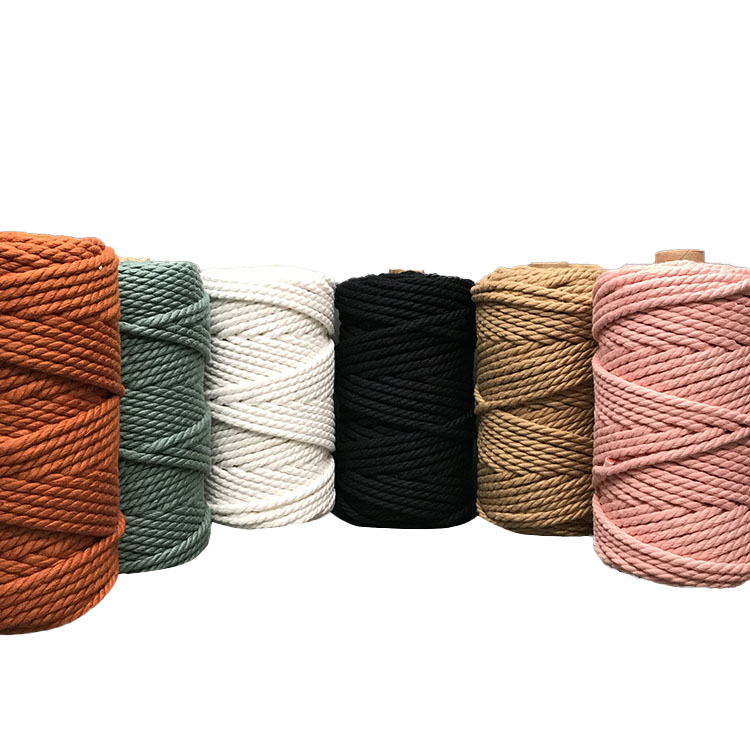 Wholesale colorful 3mm * 100m macrame cord cotton rope for Home Textile