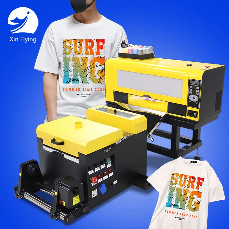 High quality dtf printer machine 12 inch pet film t-shirt printer dual xp600 dtf printer 30cm with shaking powder machine