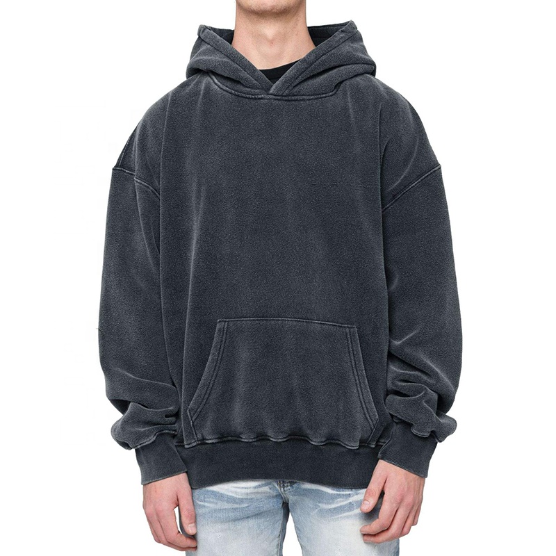 vintage style dropped shoulder pullover stone washed oversized hoodie