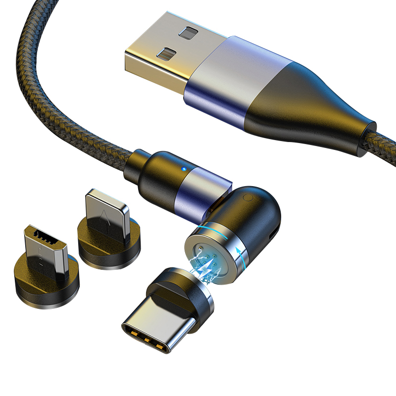 3 в 1 кабель для быстрой зарядки, нейлоновый Плетеный Micro USB 1 м, Магнитный зарядный адаптер, кабель для iPhone, Samsung