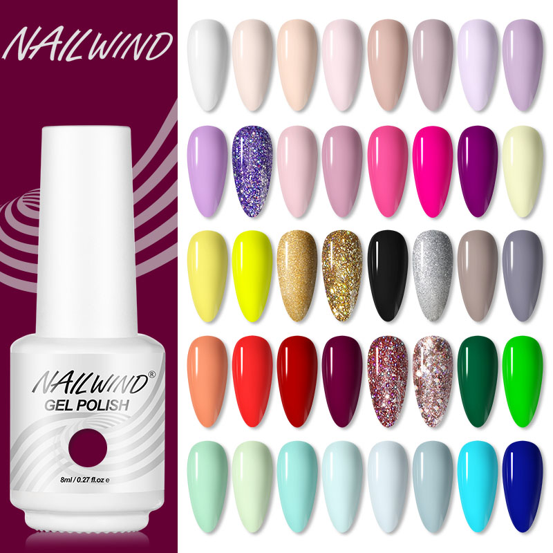 Nailwind oem приватный лэйбл во флаконах по 8 мл 40 цветов лак для ногтей Гель-лак для ногтей замочить от УФ/led гель для ногтей оптом
