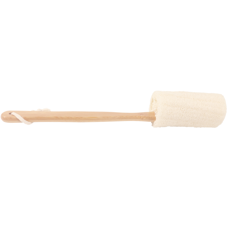 Скруббер для спины WELLRICH loofah для душа, натуральная губка для отшелушивания тела, длинная бамбуковая ручка, щетка для спины