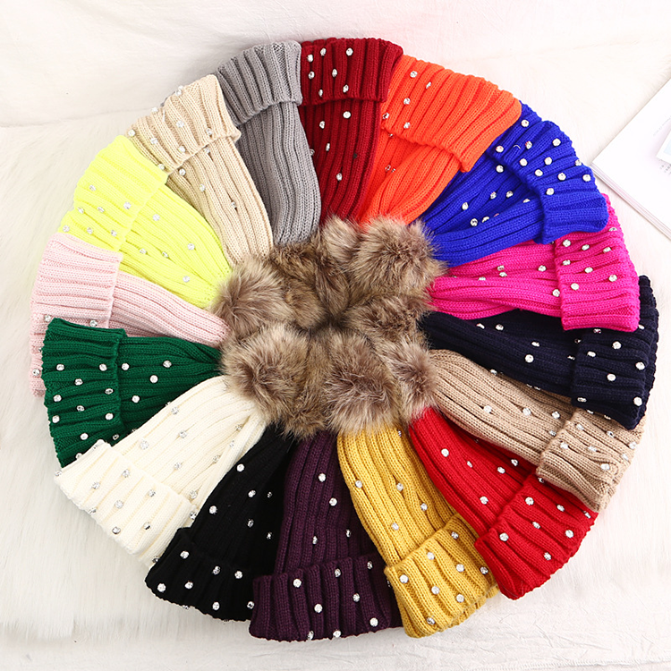 Wholesale Fashion Womens Winter Beanie Hat with Rhinetstones