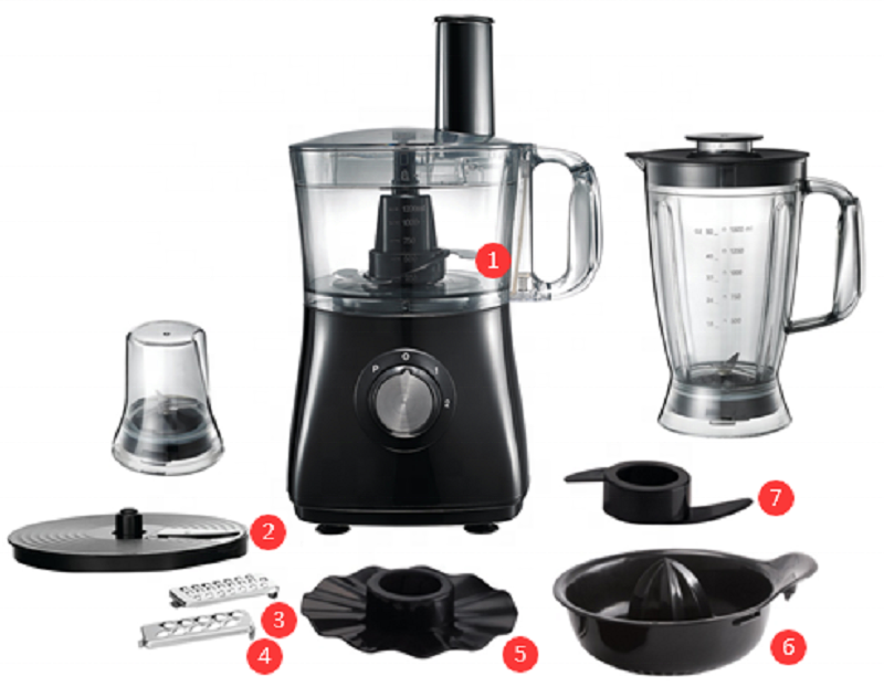 World Brand OEM Factory Made Food and Vegetable Processor, 750W 2L Electric Plastic Household Multi-purpose Food Processor