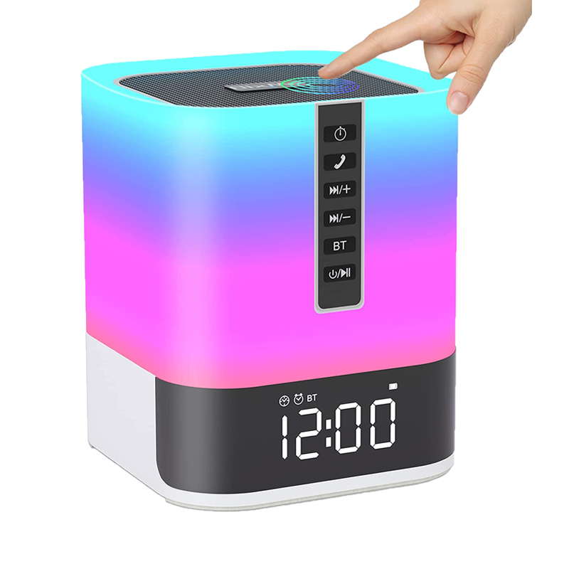 Детский прикроватный сенсорный RGB светодиодный ночник MUSKY DY28S, Беспроводная портативная лампа с будильником и динамиком с белым шумом