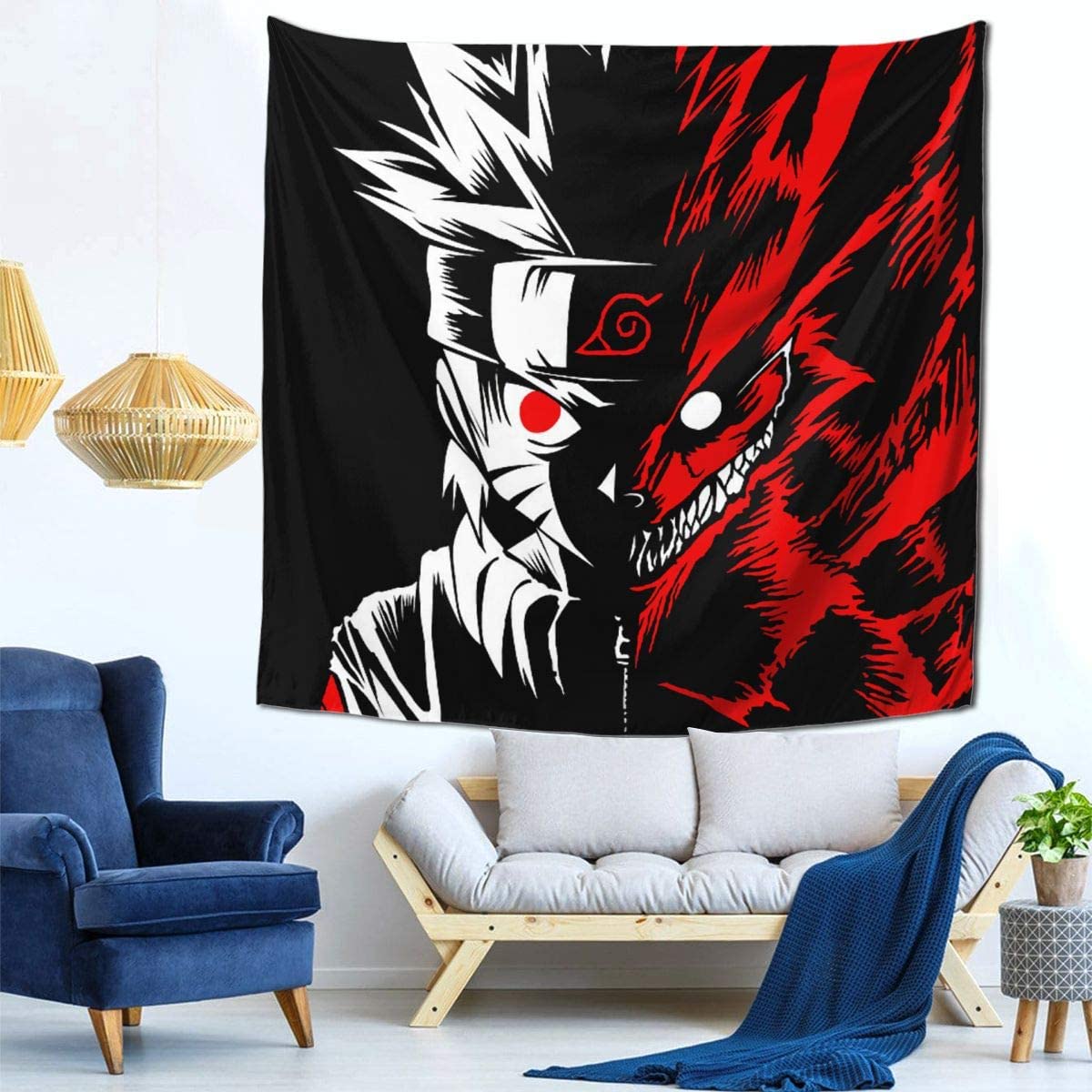 Japanese Anime Cartoon Custom Printed Cloth Fabric Wall Decor Tapestries Red Ninja Piny Anime Tapestry Wall Hanging Decoration