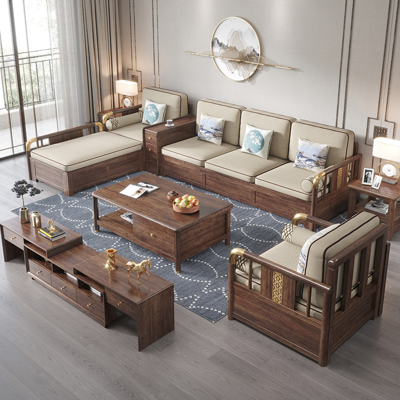 Retro solid wood sofa