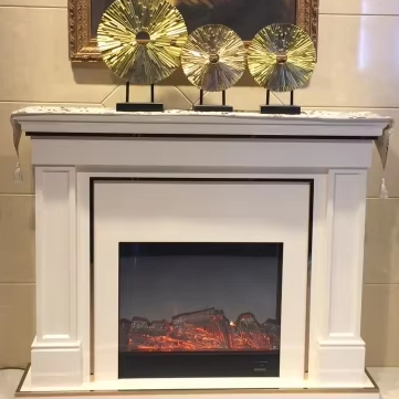 New design Luxury Fireplace Free-Standing Wood and Resin Electric Fireplace Mantel Classic Design for Indoor Villa Decorative Wood Fireplaces
