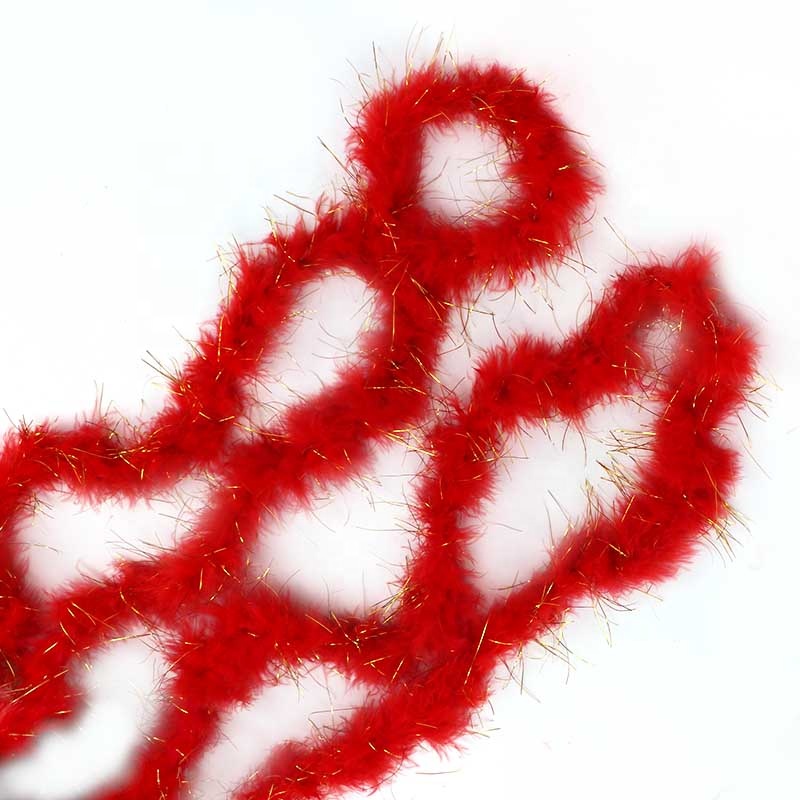 10M Wholesale Multi-Colored Fluffy Gold wire Turkey boa feather compact for Decoration and Carnival costumes