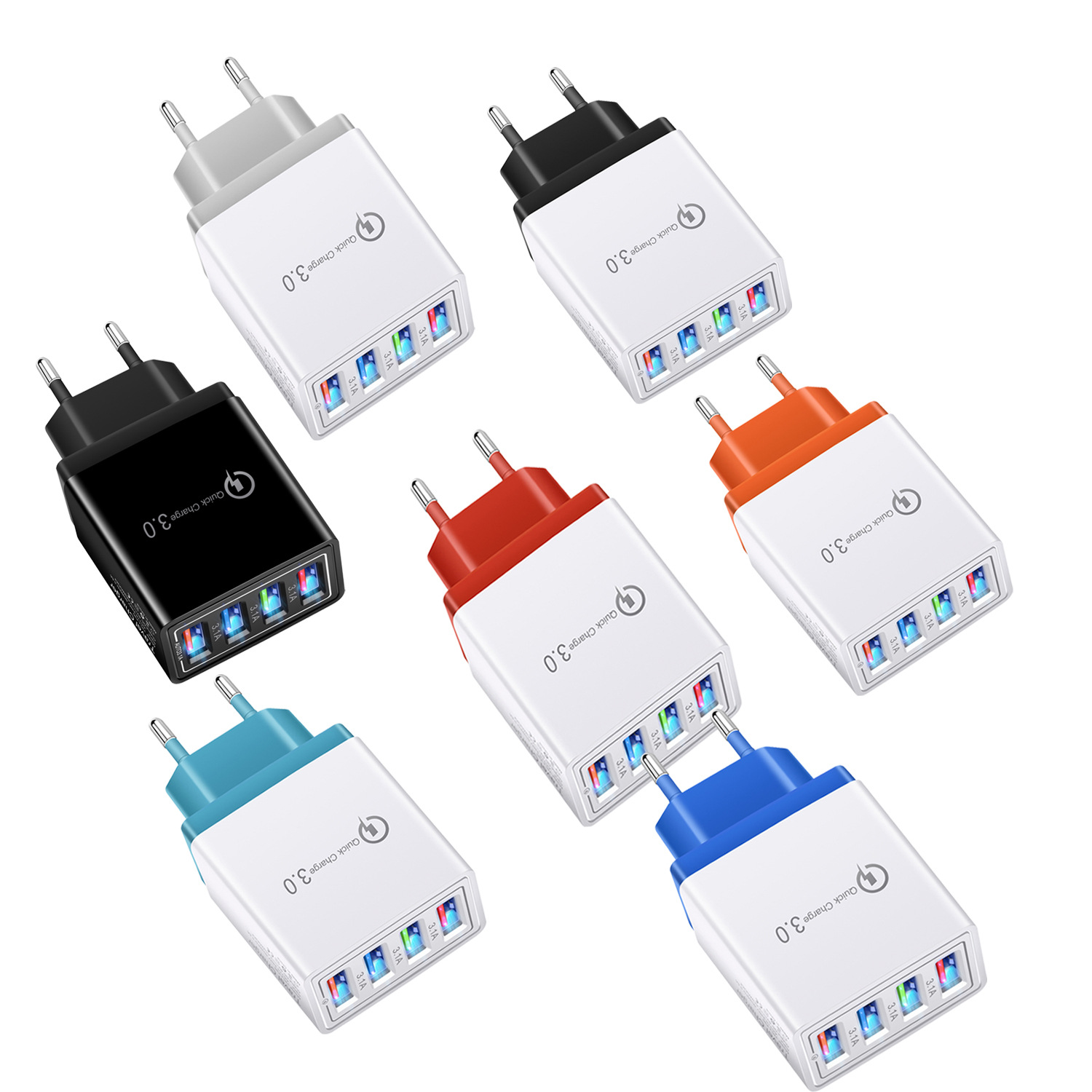 Аксессуары для мобильных телефонов 5 в 3,1 а макс. 4 USB-порта зарядные устройства зарядное устройство для мобильного телефона настенное светодиодное зарядное устройство