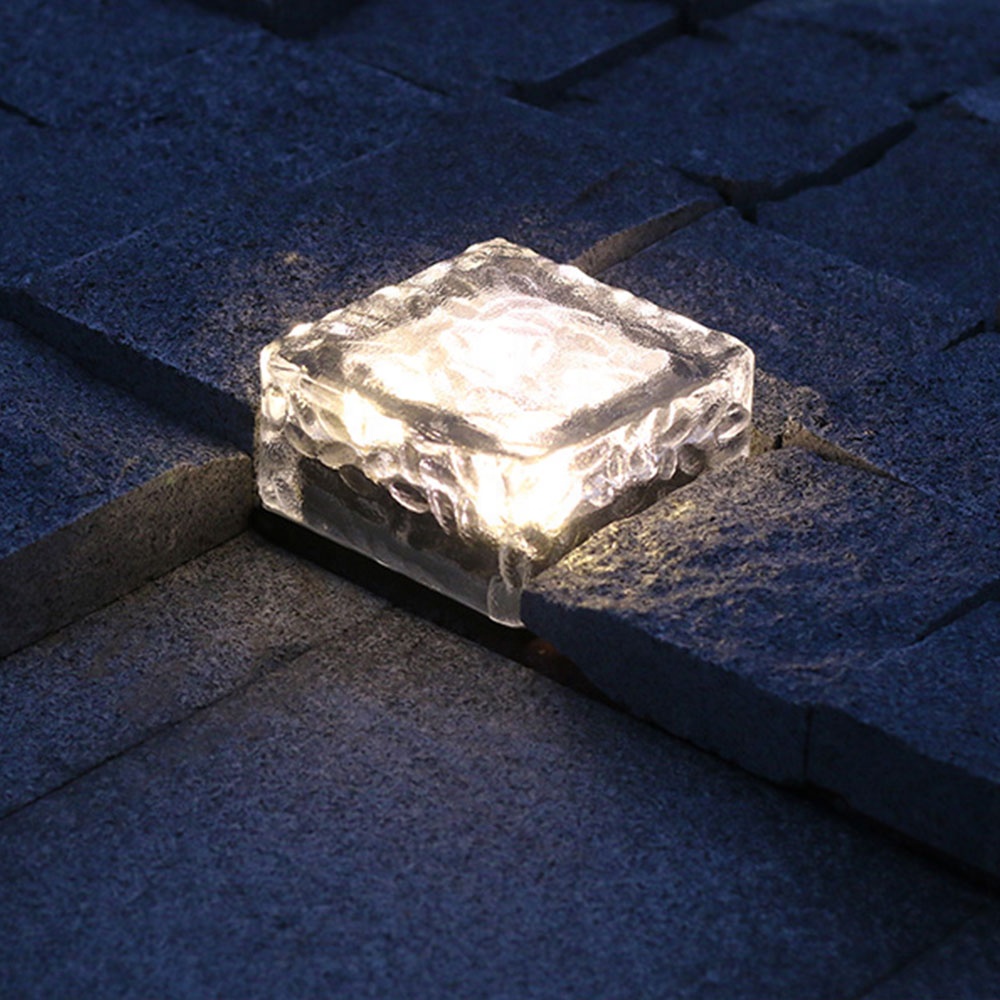 Glass Brick Led Decoration Focus Light Solar Powered Lawn Lamp Solar Garden Decoration Light