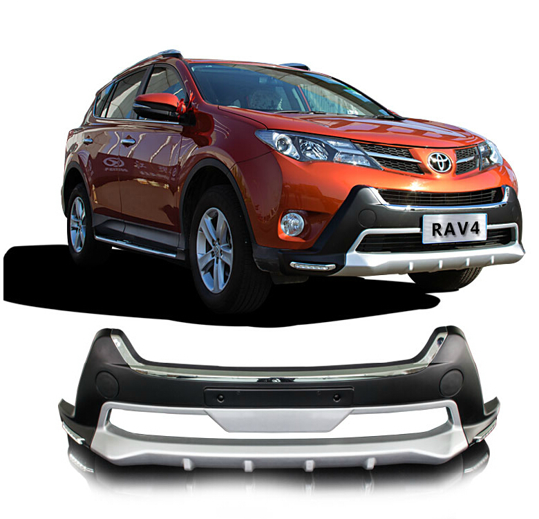 Подходит для Toyota RAV4 RAV-4 2013-2015 Передний + задний бампер диффузор бамперы защита для губ противоскользящая пластина ABS хромированная отделка 2PES