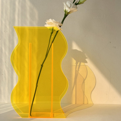 Transparent Vase Leaf Acrylic Dried Flower Botter Decoration Flower Decoration Adorable Printing 1PC Cute Kit Girl Room