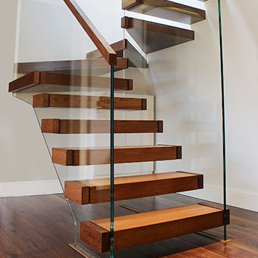 Australian/American standard staircase popular floating staircase with wooden steps and LED light for prefab house project