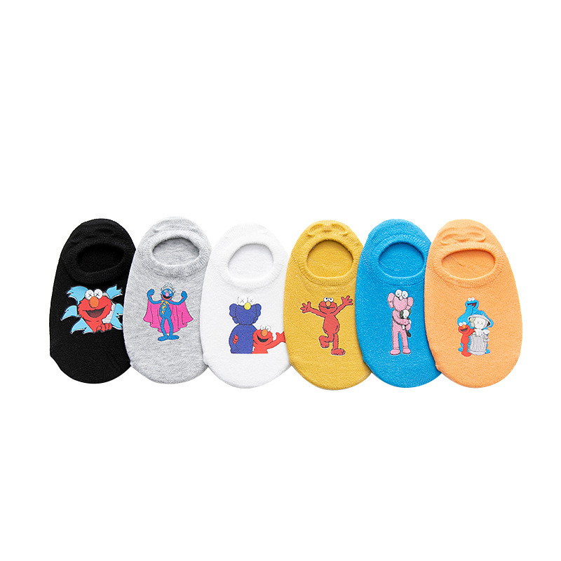 2021 New arrival Korean cartoon print crazy kids boat socks heel prevention invisible baby cotton socks