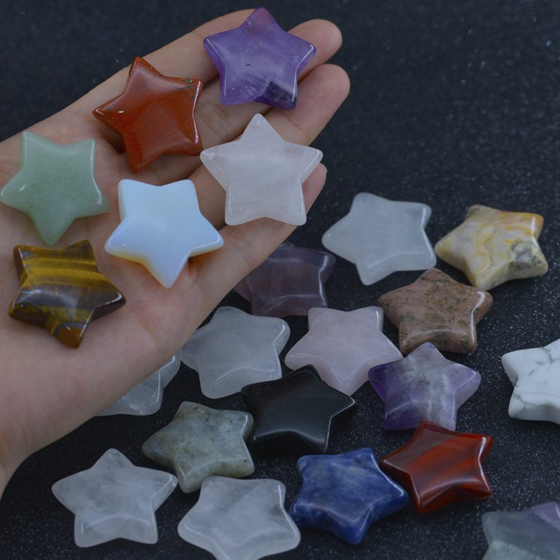 30mm gemstones star pendant Natural Rose Quartz Crystal Small Crystal Star Shape Stone Ornament For Home Decoration Gift