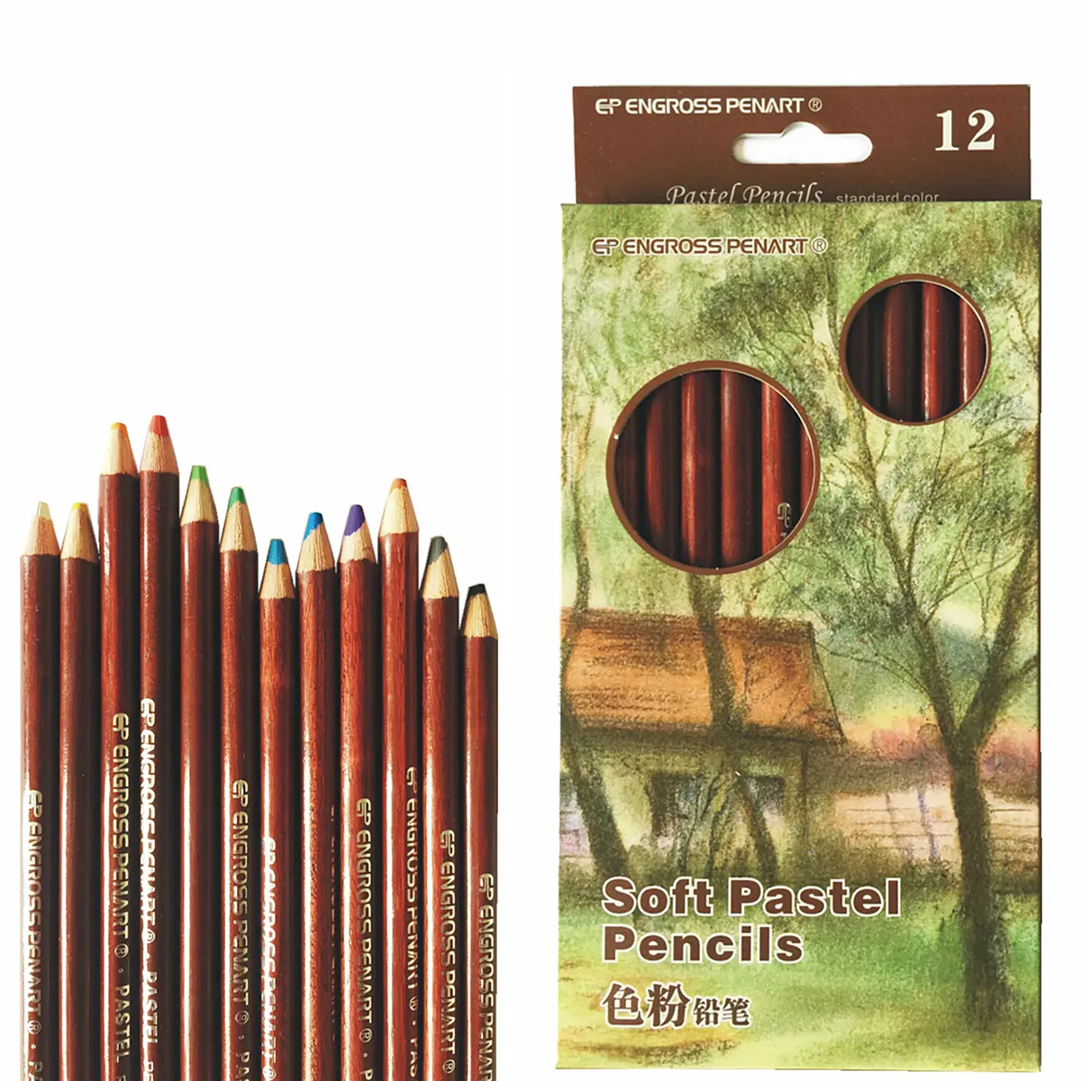 Pencil Art Supplies 12 Color Landscape Color Powder Pencil Carbon Pastel Drawing Pencil Art Supplies