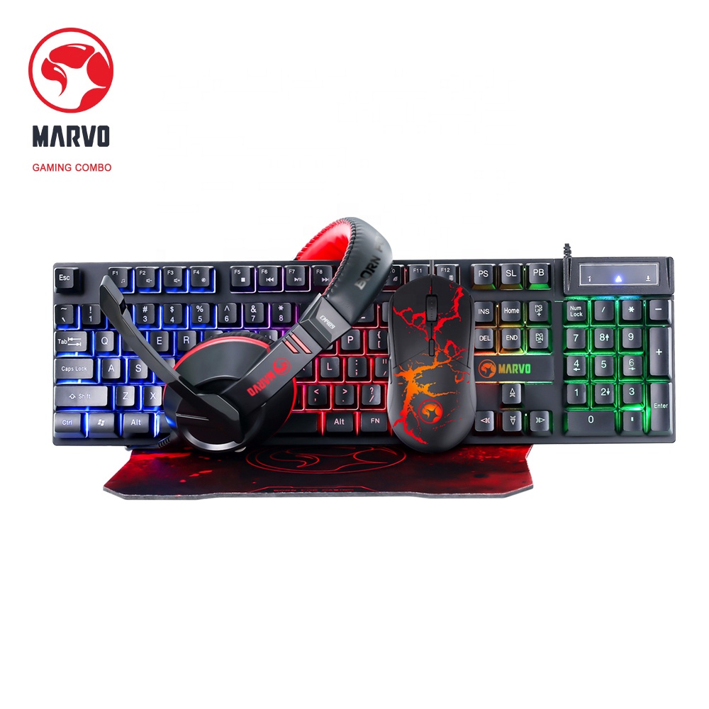 Marvo combo de игра клавиатура мышь комбо проводной игровой набор с красочной подсветкой