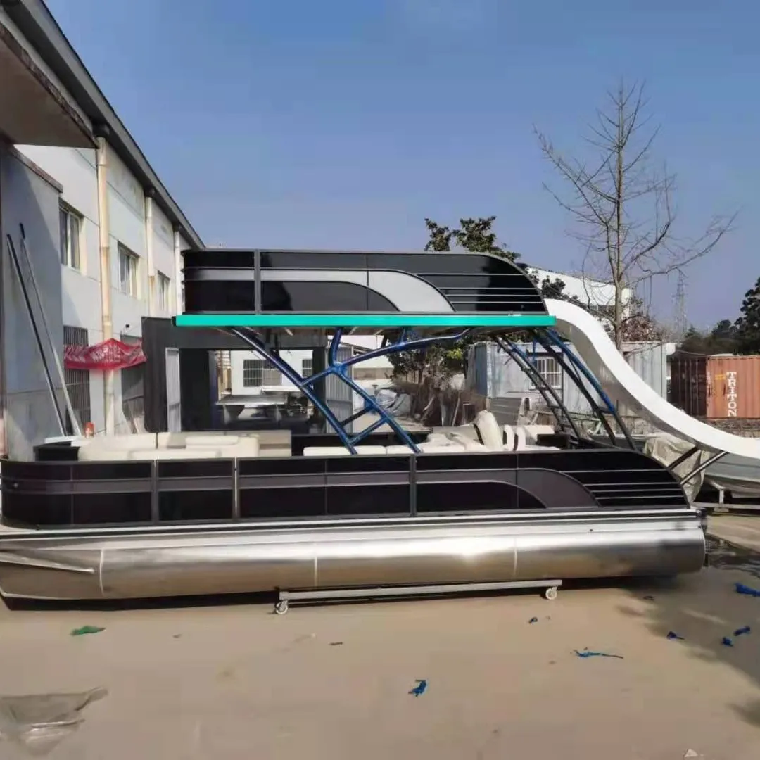 Factory supply 7.6m double deck luxury aluminum pontoon boat for recreation