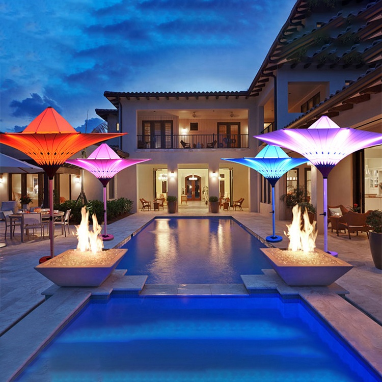 New design Led beach sun umbrella sunshade LED light patio garden outdoor umbrella