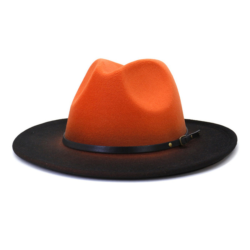 Top hat custom two-color Fashion Unisex felt fedora hats wholesale