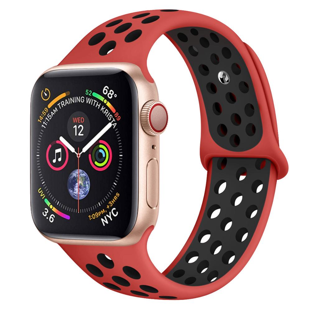Ремешок силиконовый для Iwatch, спортивный браслет для Apple Watch Series 5, 4, 3, 2, 1, 42 мм, 38 мм, 40 мм, 44 мм
