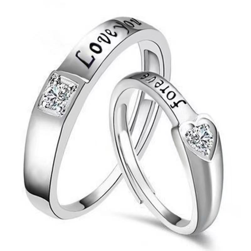 Matching Heart Promise Rings for Couples I Love You Adjustable Engagement Wedding Ring Band Sets for Him and Her Couple Rings