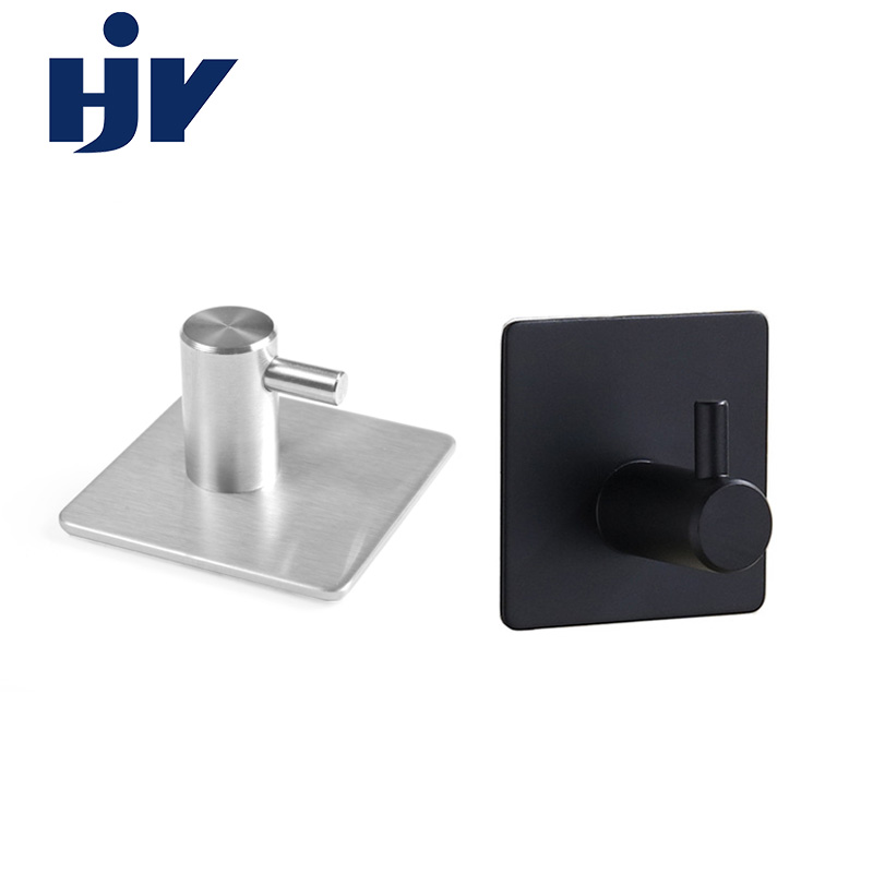 HJY Round Design 6kg 3kg Load Black Stainless Steel 3M Super Sticky Hidden Nordic Kitchen Metal Self Adhesive Wall Hook