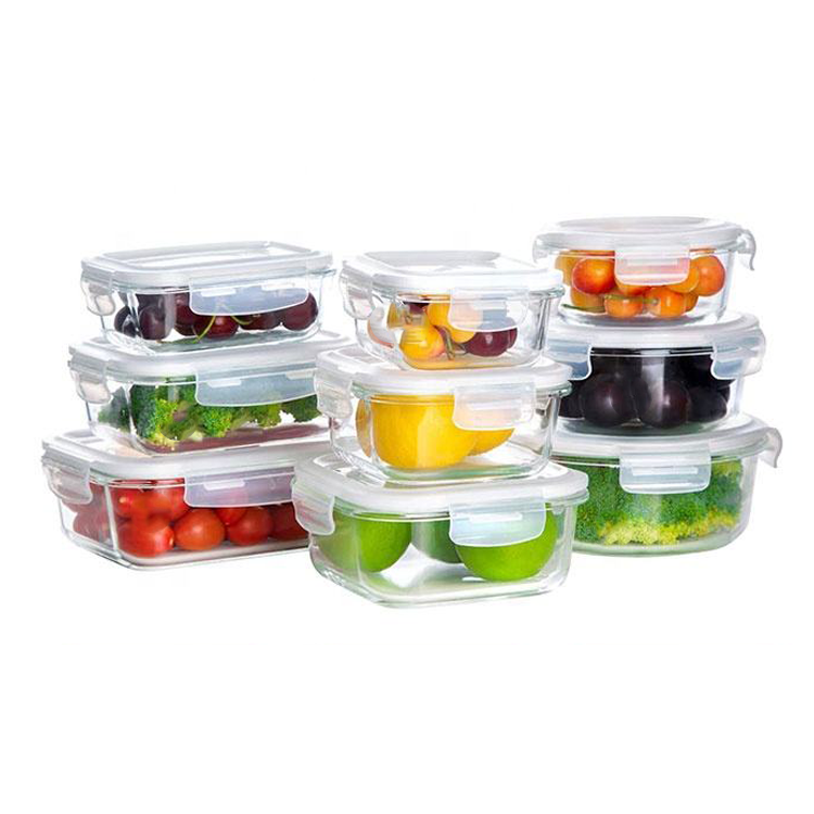 Office Lunch Box Glass Food Storage Containers Sets Microwave Safe Glass Food Container Meal Prep Containers With Leakproof Lid