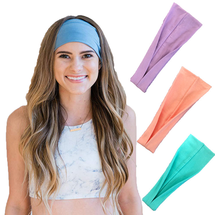New cotton yoga breathable headband tennis sport folding headband elastic knitting dance headpiece