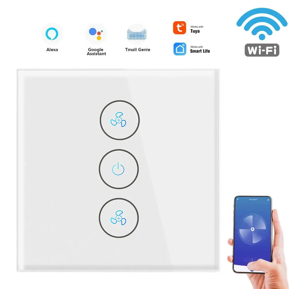 EU/UK Wireless Remote Control Fan and Light Switch/Smart Wifi Fan Switch Compatible with Alexa/GoogleHome/IFTTT