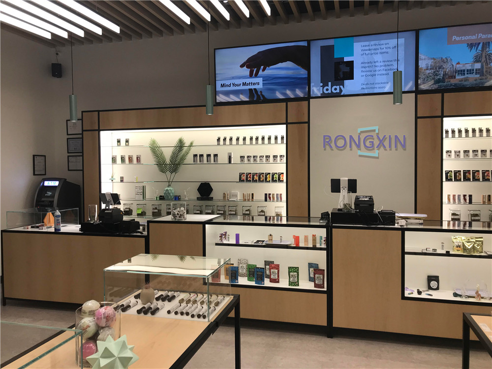 Trendy Smoking Accessories Supplies Design Vape Furniture Decor Retail Custom Tobacco Display Counters Glass Smoke Shop Showcase
