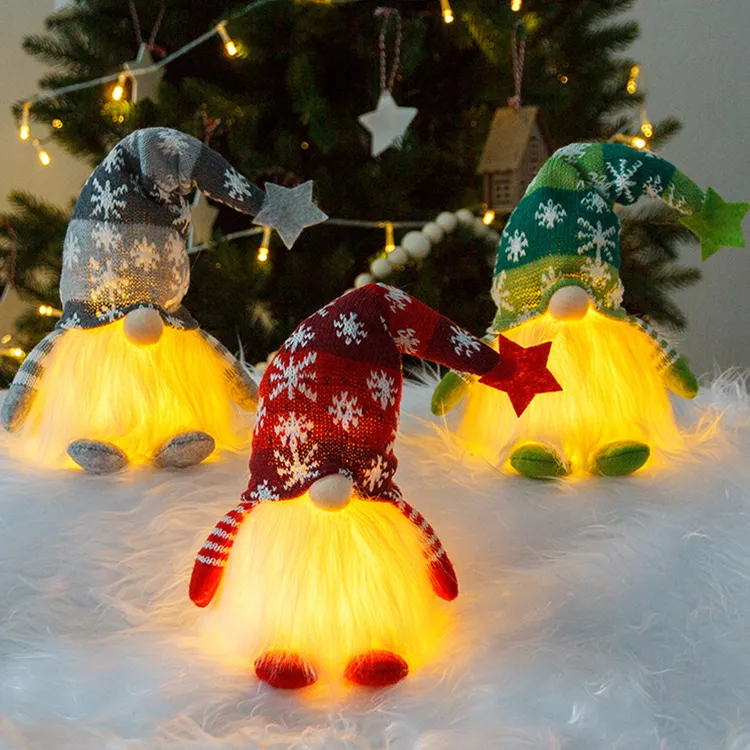 New Arrival Xmas LED Light Faceless Dwarf Rudolph Plush Doll Fabric Gnomes Felt Toys Christmas Decoration Juguetes De Navidad