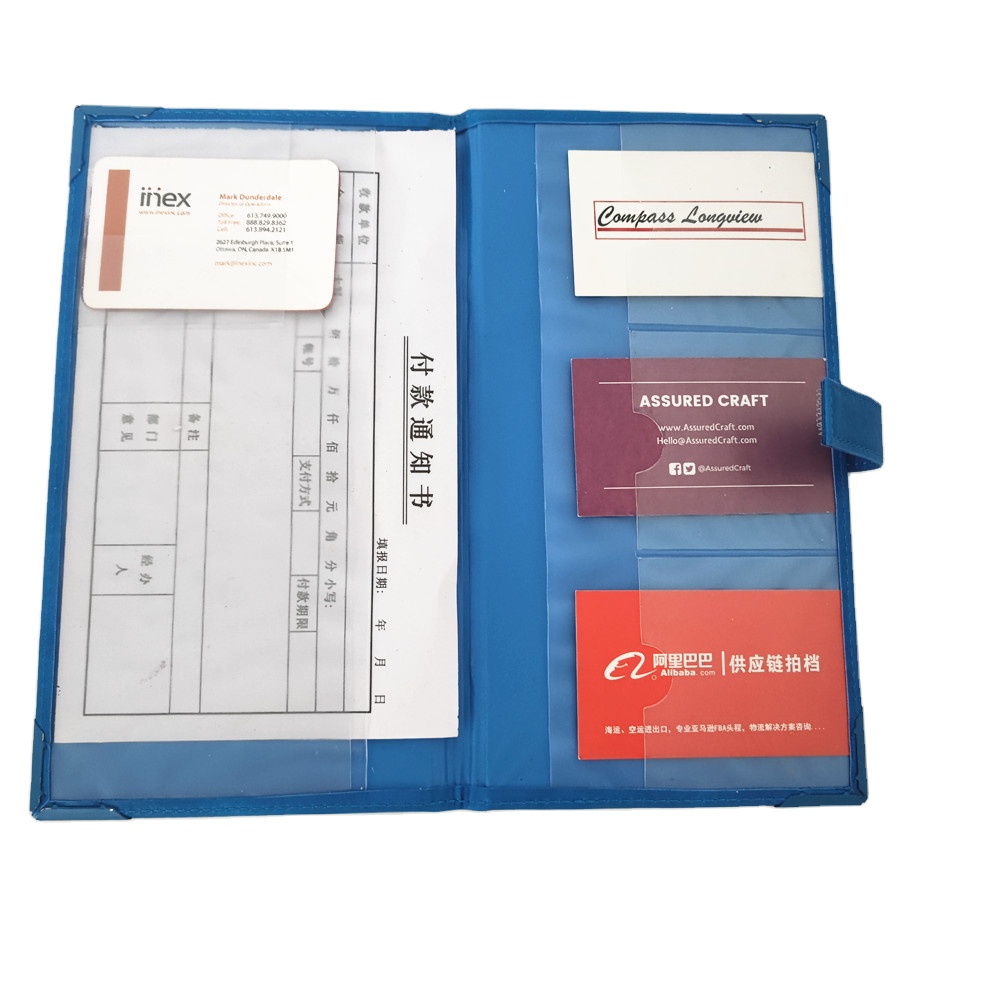 PU Blue Leather Auto Insurance Card Documents Organizer Holder Vehicle Car Registration Holder