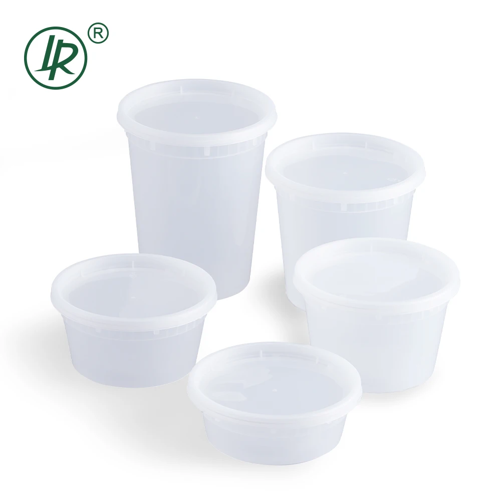 32 24 16 12 8OZ Disposable Plastic Food Soup Cups Hot Soup Deli Cup PP Plastic Microwave Soup Cups With Lid