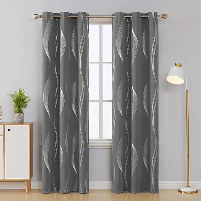 Bindi Amazon Blackout Curtains for Bedroom Drapes Extra Long Plain Grey Glitter Thermal Insulated Curtain for Sliding Glass Door