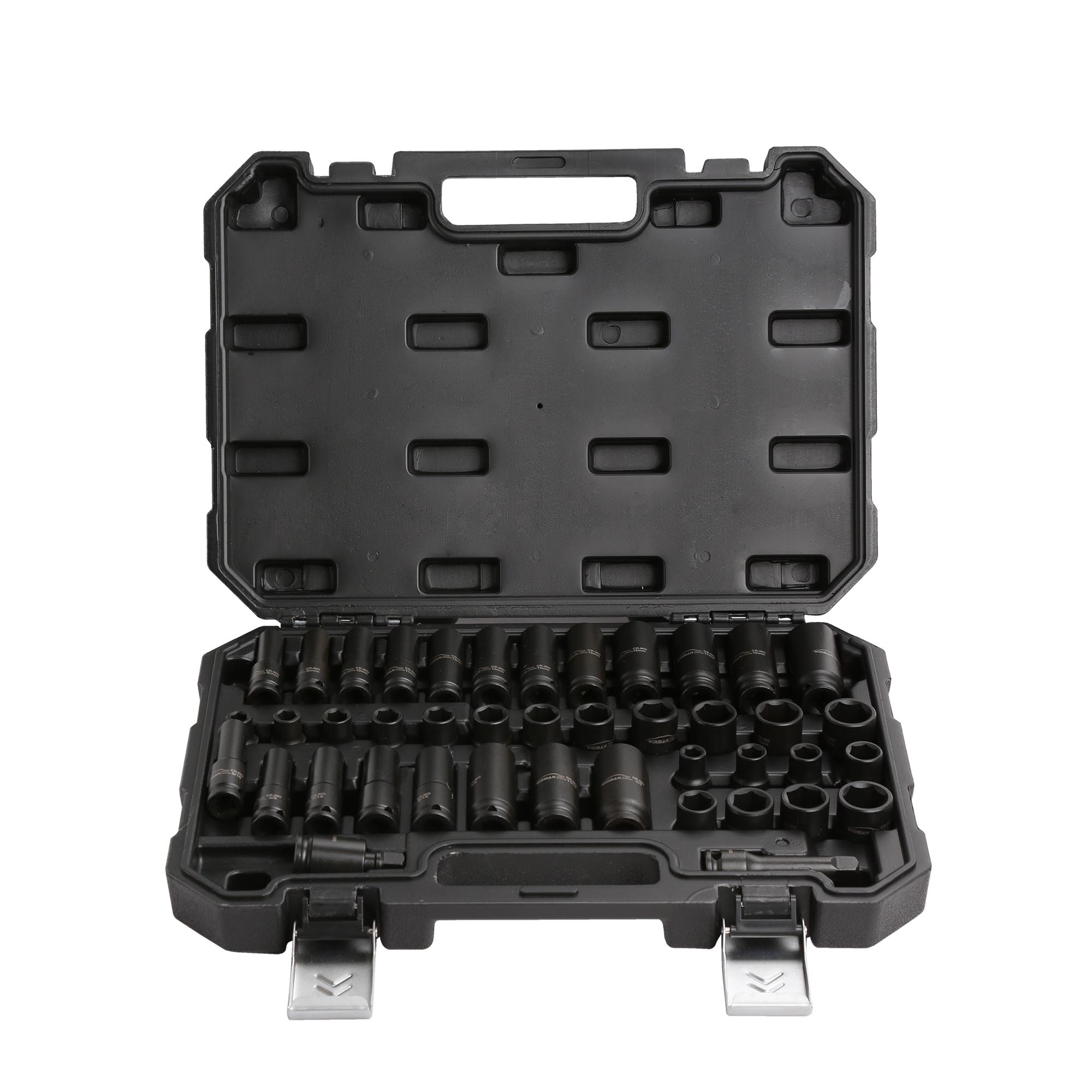 Winmax 42 ПК глубокого и быстрого SAE и метрический размеров (5/16 "до 3/4" и 8-19 мм) CR-MO сталь 3/8 "Привод воздействия Набор торцевых головок