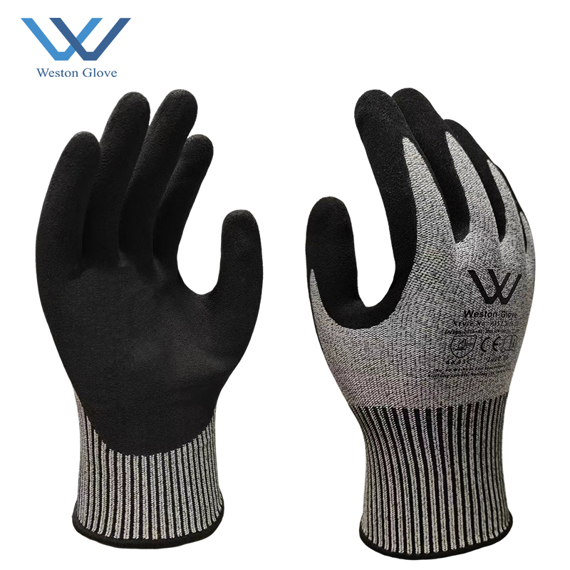 EN388 CE Level 5 Anti Cut slip HPPE Nitrile Coated gloves cut oil Resistant Safety Work Construction Industry Gloves