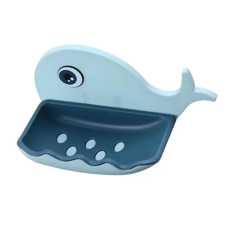 Novelty Punch-free Two-color Creative Double-layer Enlarge Soap Box Plastic Whale Storage Drain Soap Holder