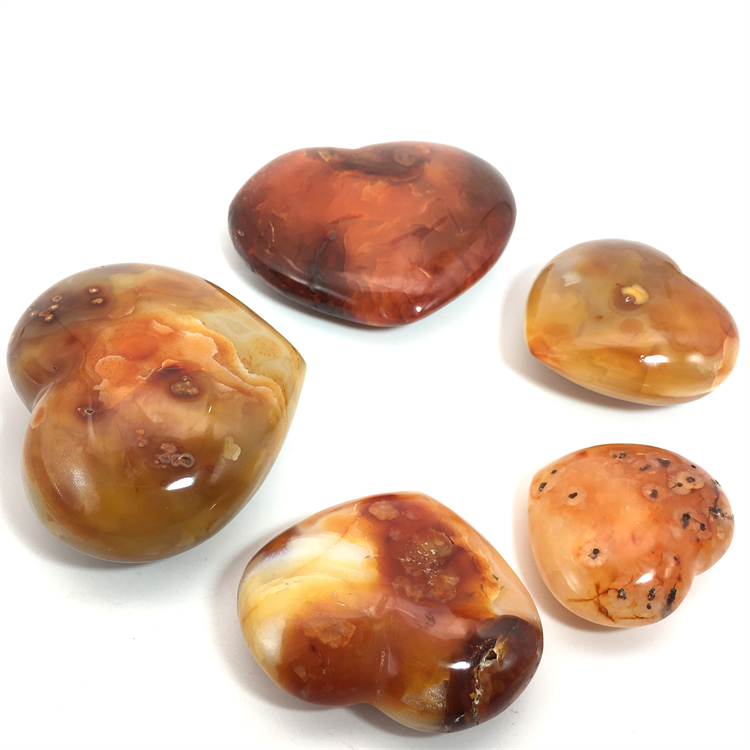 Wholesale natural carved crystal red agate loving hearts carving Home decorations carnelian heart