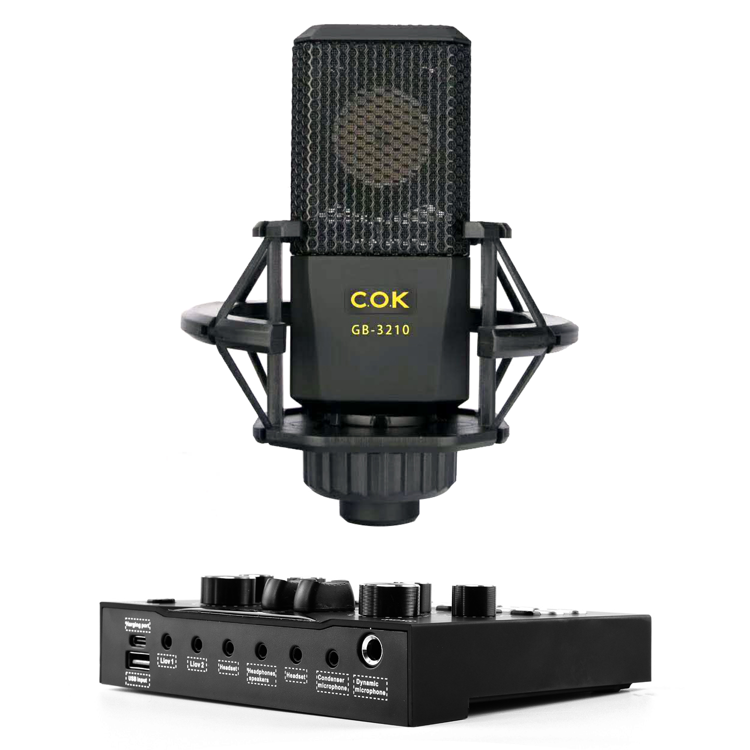 COK SK88 перезаряжаемая домашняя usb Звуковая карта для студийной записи с конденсаторным микрофоном
