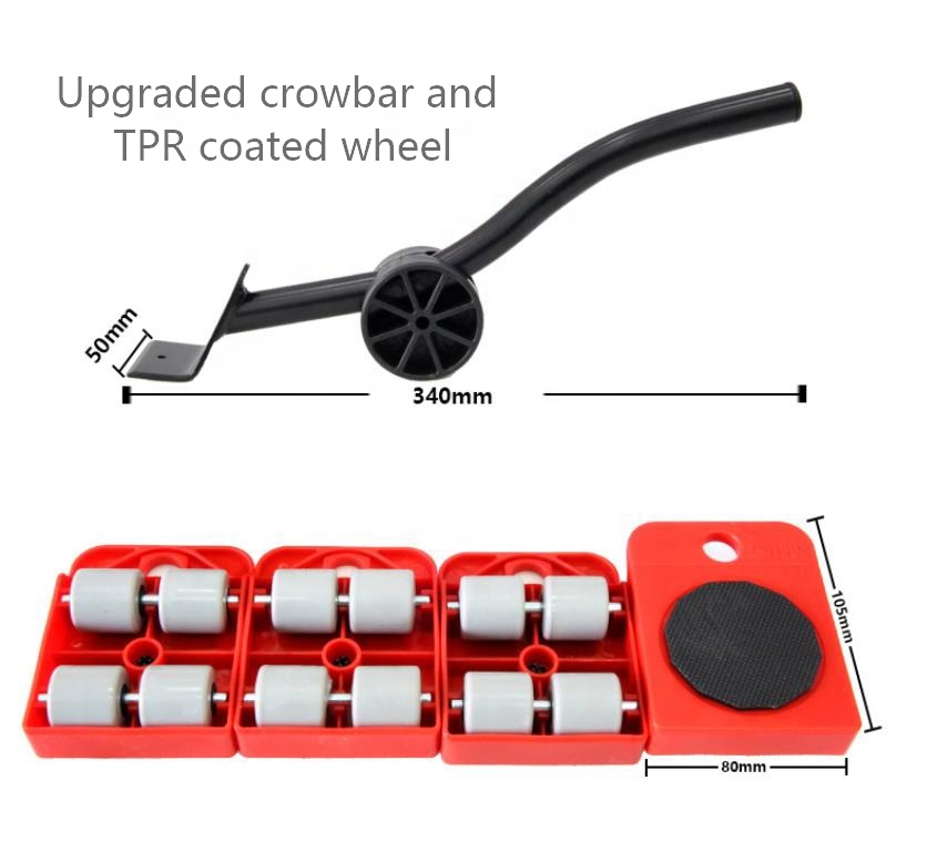 5Pcs ABS Plastic Fridge Lifter Furniture Moving System Tool Mover Roller
