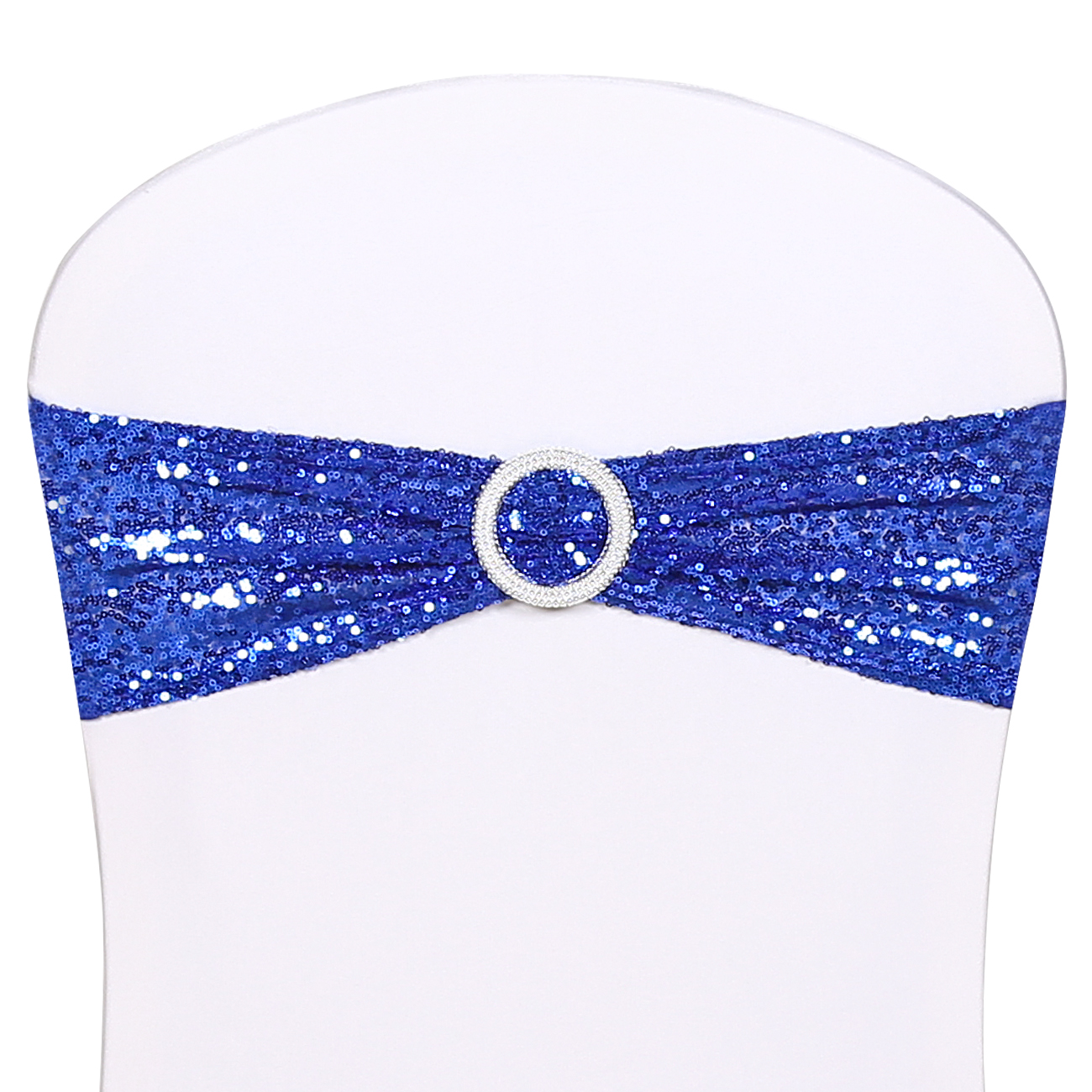 Cheaper Embroidered Royal Blue Tone Glitter Decorative Sequin chair Sash for Wedding Party