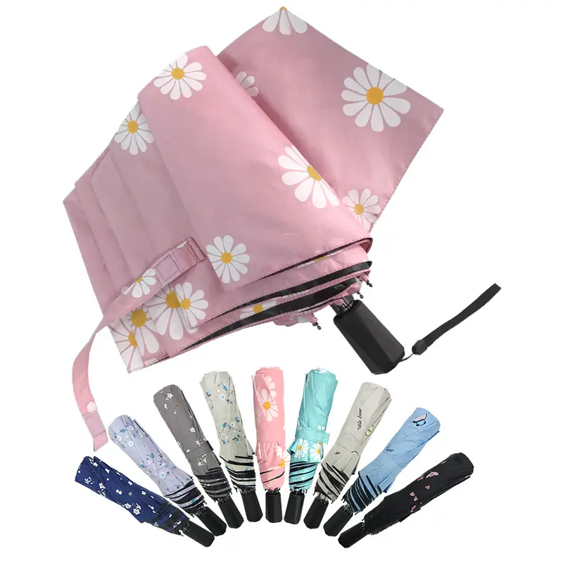Umbrella Manufacturer Manual Open Logo Prints 3 Folding Umbrella With Floral Prints