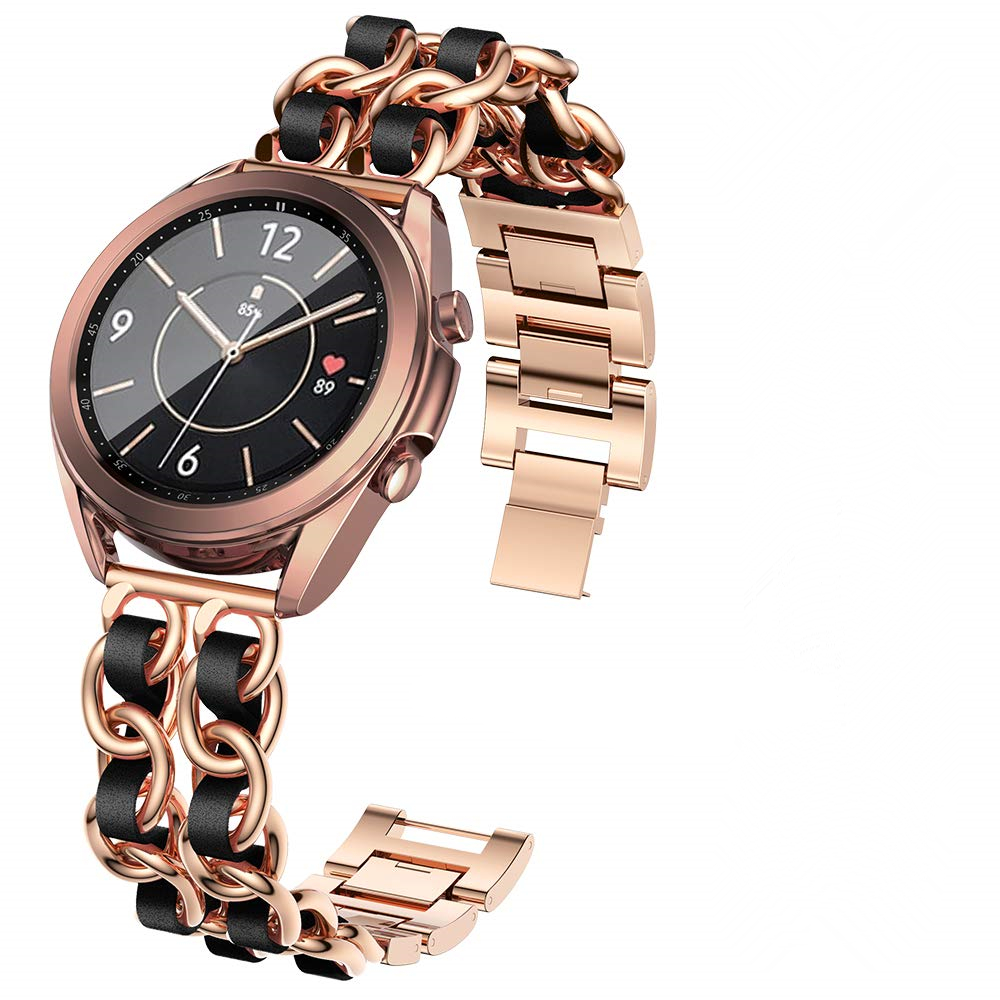 Металлический Ремешок кожаный ремешок совместим с Samsung Galaxy Watch 3 41 мм 45 мм милый браслет Quick Release ремешок сменный ремешок для часов