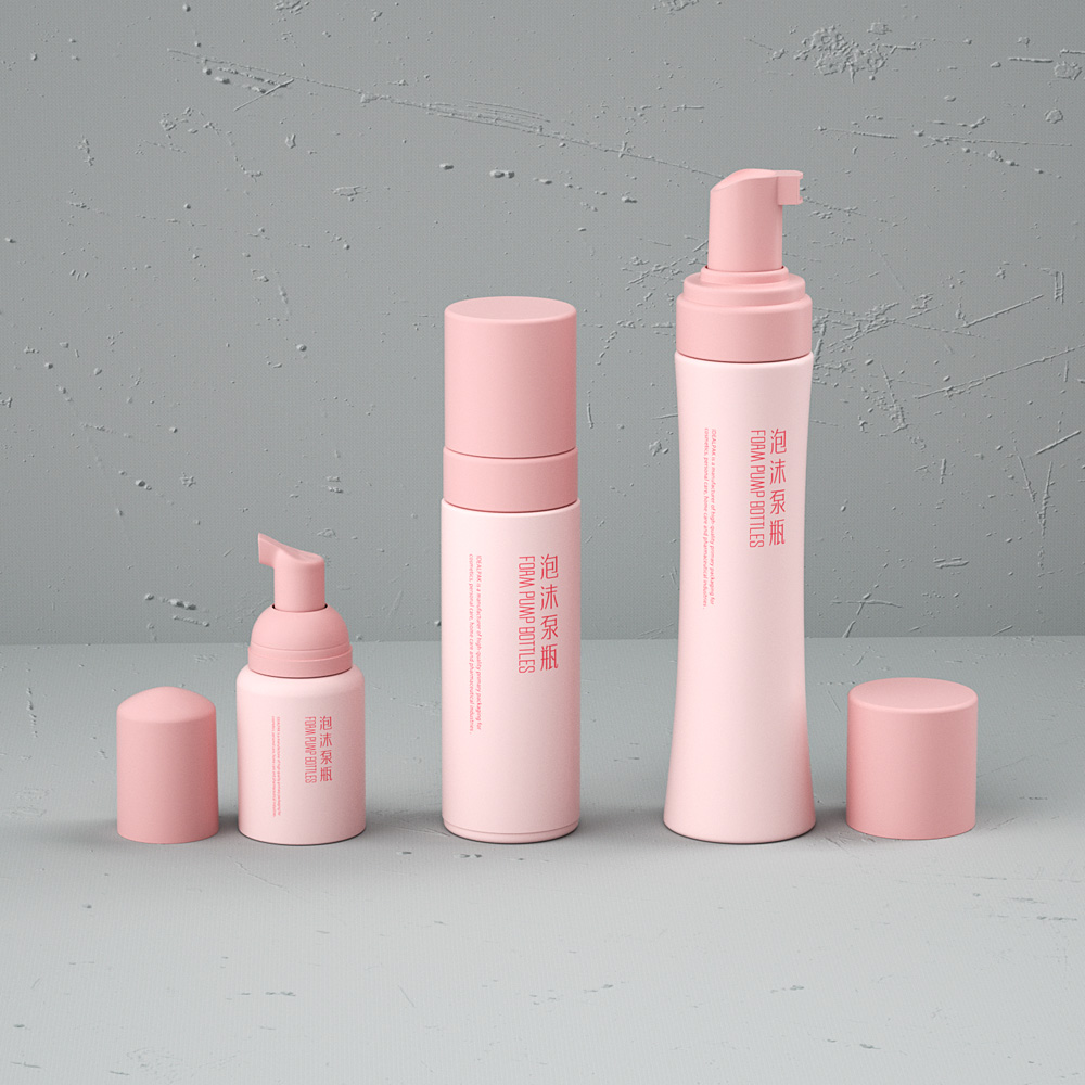 Custom Screen Printing PE Foaming Lash Face Cleanser Bottle Pink Clear Plastic Soap Dispenser Foam Pump Bottle 50ml