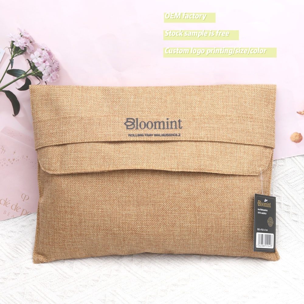 Eco-Friendly Jute Linen Envelope Pouch With Label Natural Jute Clothes Shoes Handbags Packing Envelope Dust Bag