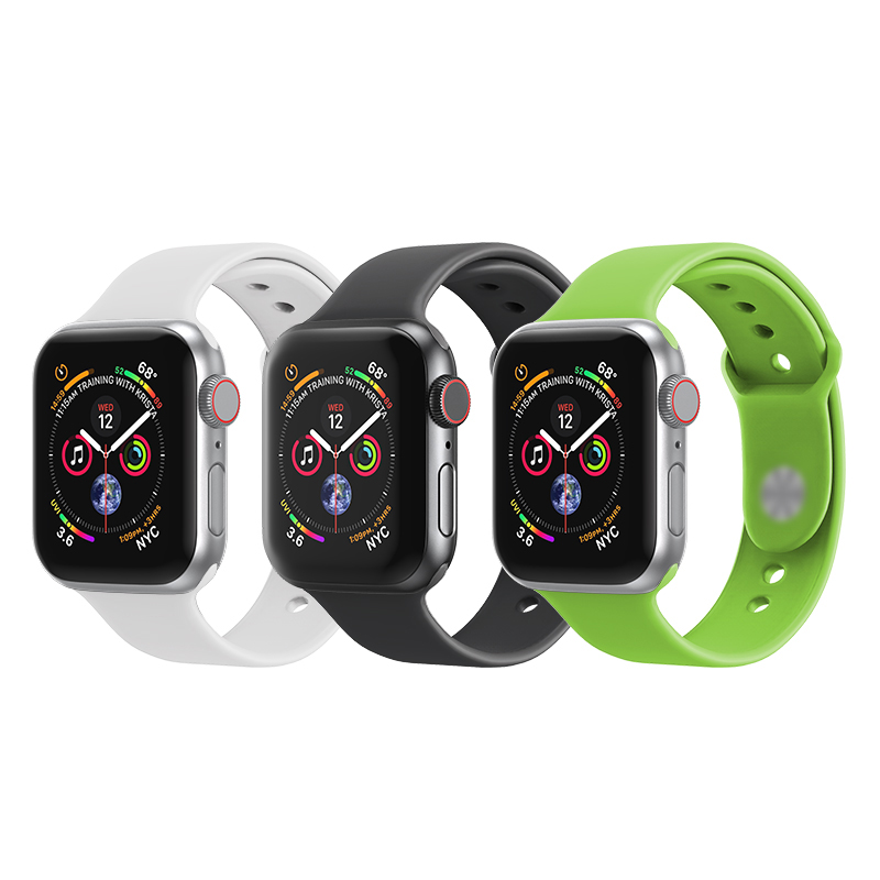 EAMIRUO Custom Sport Silicone Straps Suitable For Apple Watch Black Watch Band Series 6 5 4 3 2 1 Replace Strap