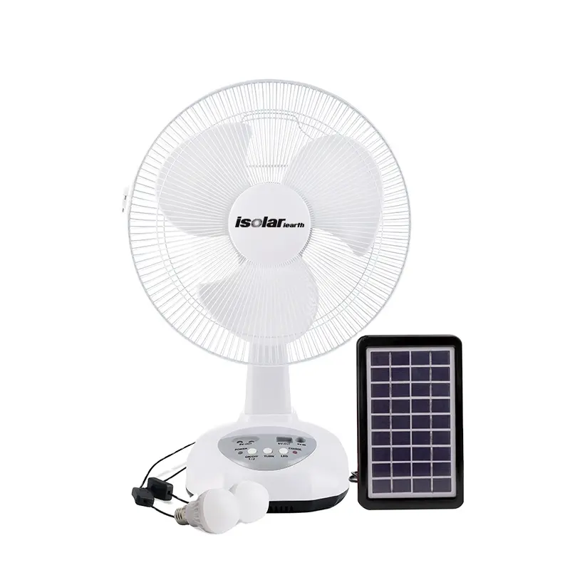 AC/DC Operation Metal Grill 12 Inches 3 Blades Rechargeable Home Solar Fans Rechargeable Electric Fan
