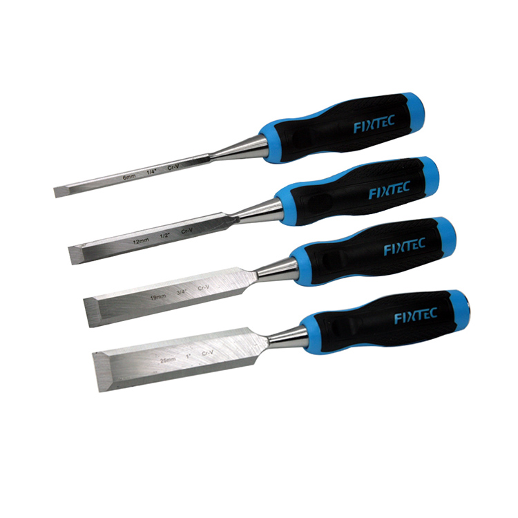 FIXTEC Portable Wood Tools 6mm/12mm/19mm/25mm 4PCS Square Wood Chisel Set